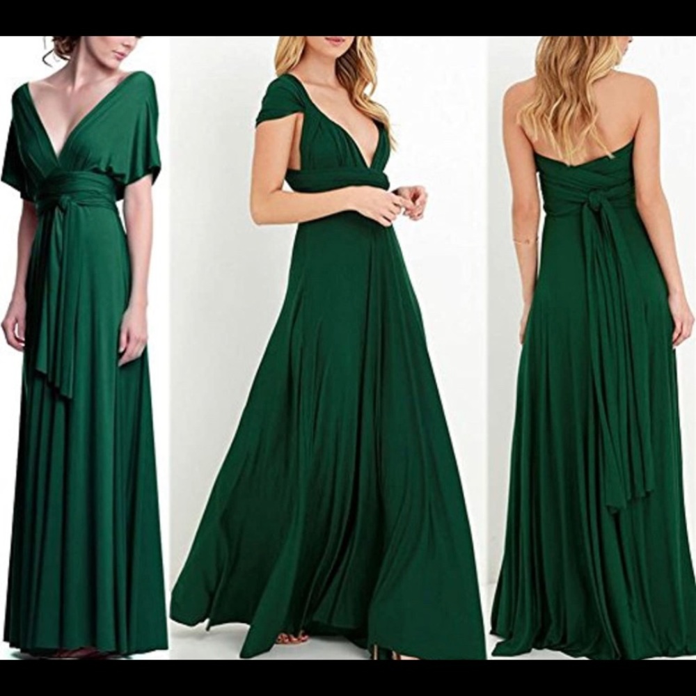 One Size Fits All, Infinty/Convertible Dress; Emerald Green